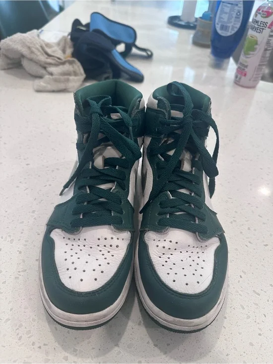 Nike Air Jordan’s High-Top Sneakers in Green and White- Women/Boys
