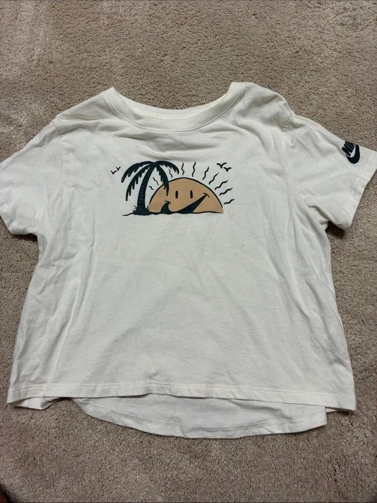 Nike White Kids Sunset Palm Graphic Tee