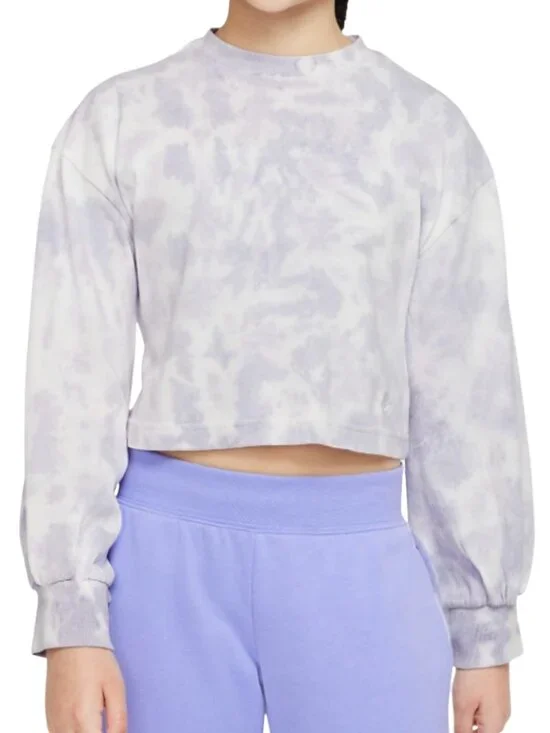 Nike Tie-Dye Cropped Sweatshirt Pullover Girls' XL Purple Active Athletic School