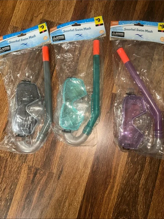 Kids Snorkel Swim Mask Set - Black, Teal, Purple