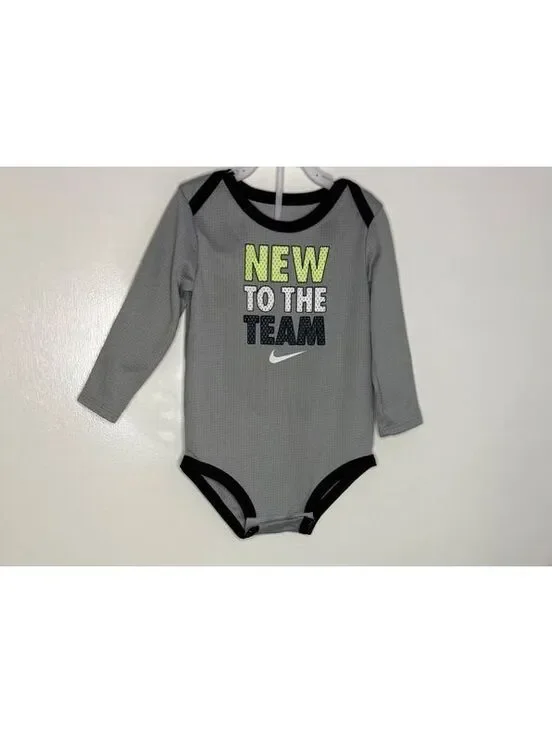 Nike Baby Long Sleeve Bodysuit Size 18M Gray Dri-FIT 