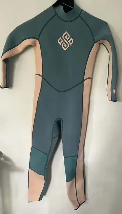 Seaskin Youth Girls Size 8 3mm Full Body Wetsuit Scuba Diving Neoprene Peach Tur