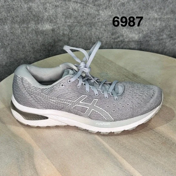 Asics Gel Cumulus 22 Piedmont Grey White Running Shoes 1012A741 Womens 9