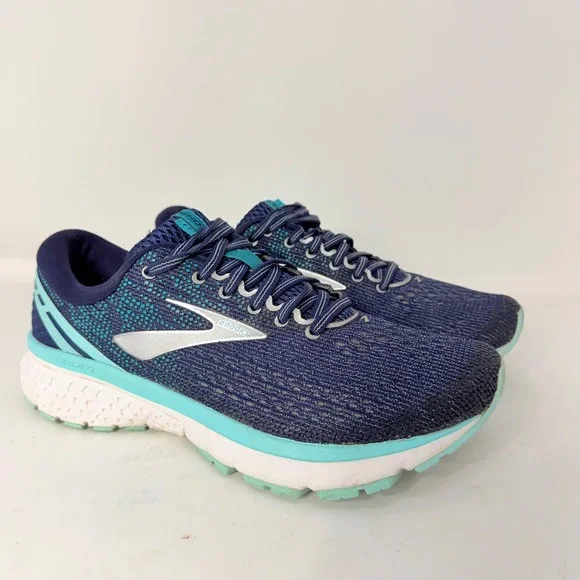 Brooks Ghost 11 Womens Running Shoes Navy Blue Aqua 1202771B493 Size 9