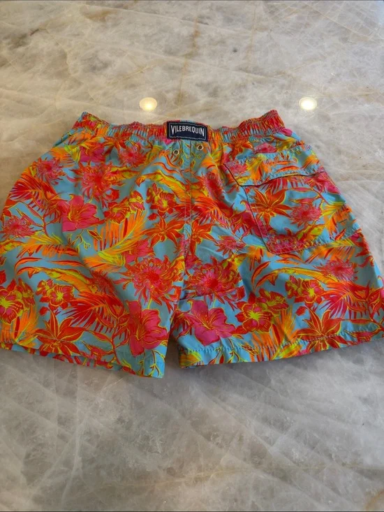 Vilebrequin Boys Tropical Swim Shorts - Turquoise, Orange & Pink