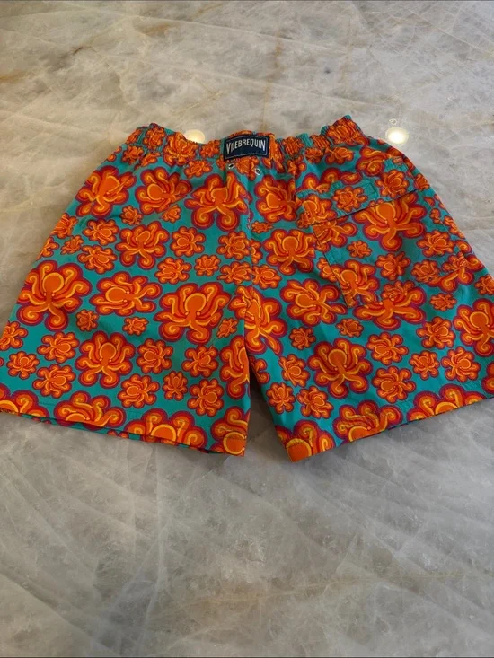 Vilebrequin Boys Blue & Orange Floral Swim Shorts