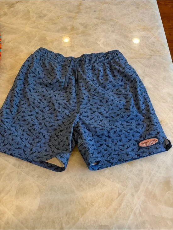 Boysvineyard Vines Blue Patterned Swim Shorts