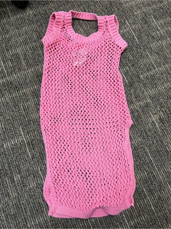 Beach Riot Kids Pink Crochet Swim Coverup Dress