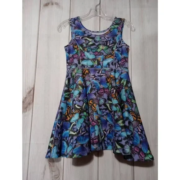 Children's Place Dress Girls 10 Butterfly Purple Sleeveless Stretch‎