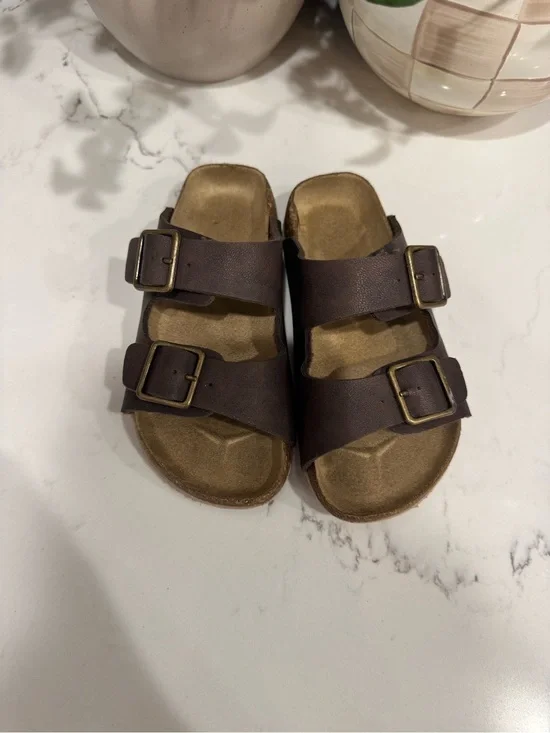 The Children's Place Brown Double Buckle Slide Sandals