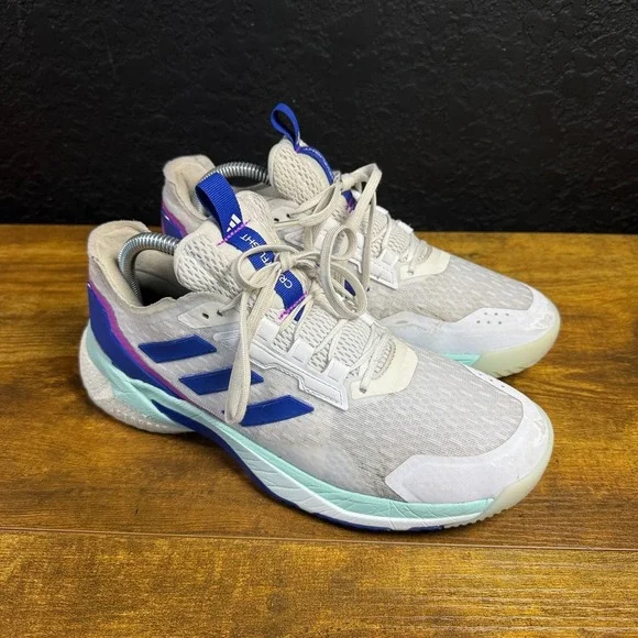Adidas Crazyflight 5 IF9262 White Blue Mesh Volleyball Shoes Womens Size 8