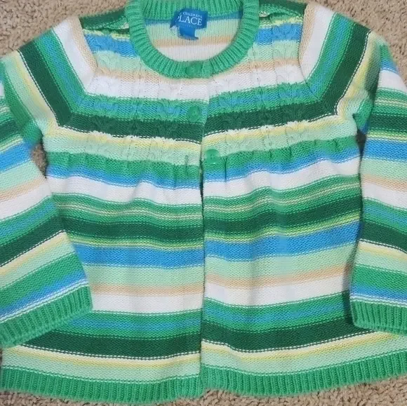 A Children's‎ Place 3T Striped Sweater Cardigan Christmas Holiday Grinch
