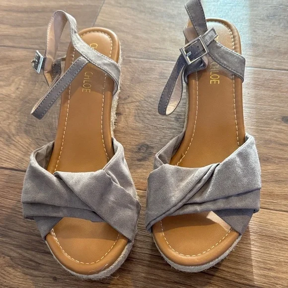 Chase + Chloe Gray Espadrille Sandals