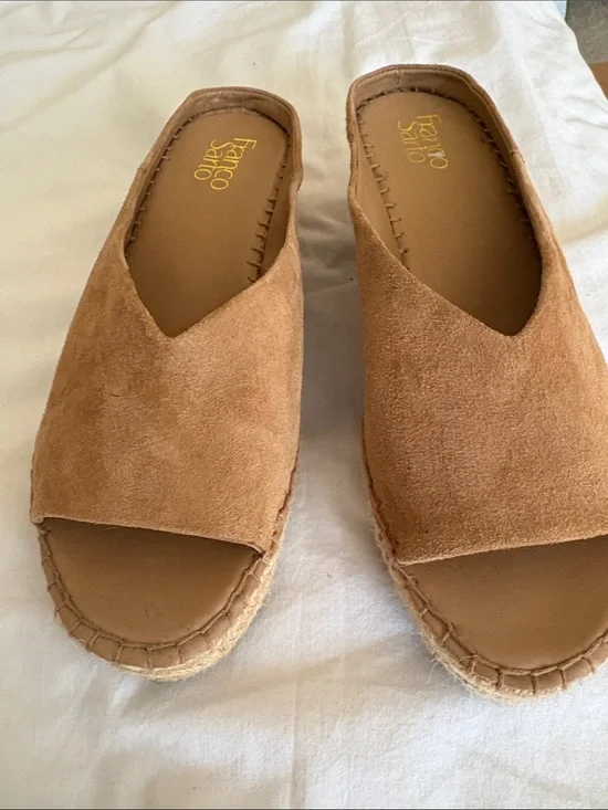 Franco Sarto Suede Espadrille Slide Sandals in Tan