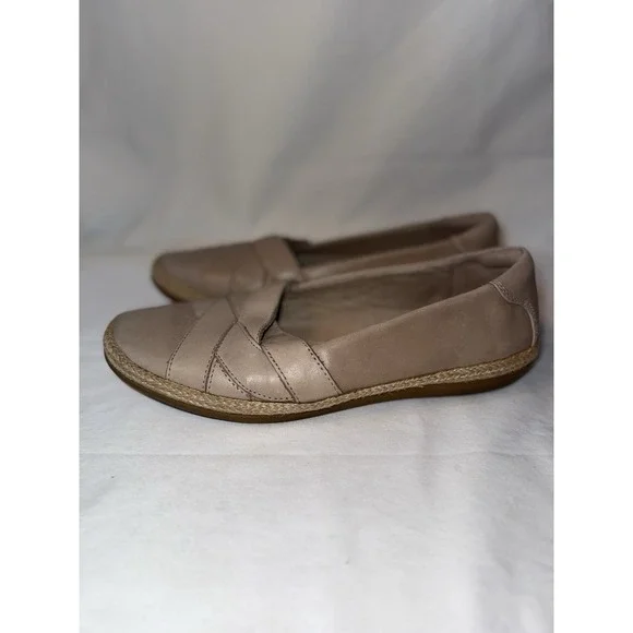 Clarks Collection Woven Leather Espadrilles Slip On‎ Nude Size 9