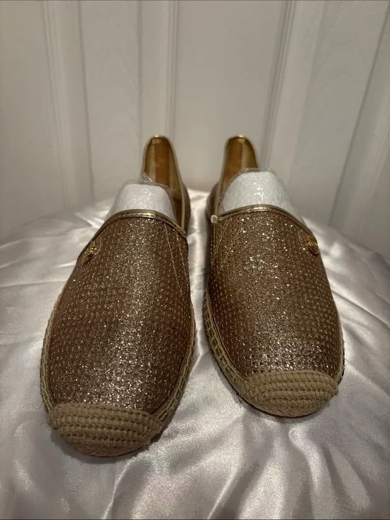 Michael Kors Gold Glitter Slip-On Espadrilles