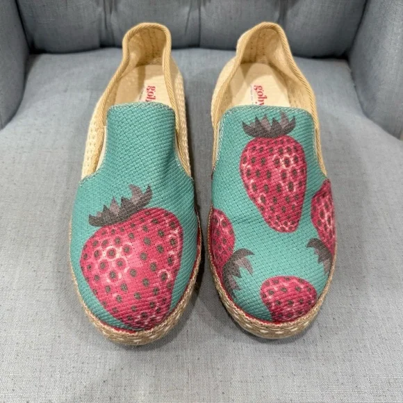 Goby Strawberry Print‎ Espadrille Slip-On Shoes