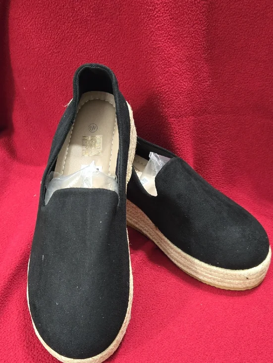 Black Slip-On Espadrille Platform Shoes