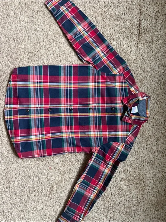 Gymboree Red & Navy Plaid Button-Down Shirt