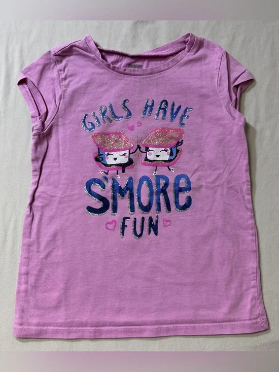 Gymboree S’more Camping T-shirt Girl’s Medium 7-8 Graphic Tee Glitter Summer