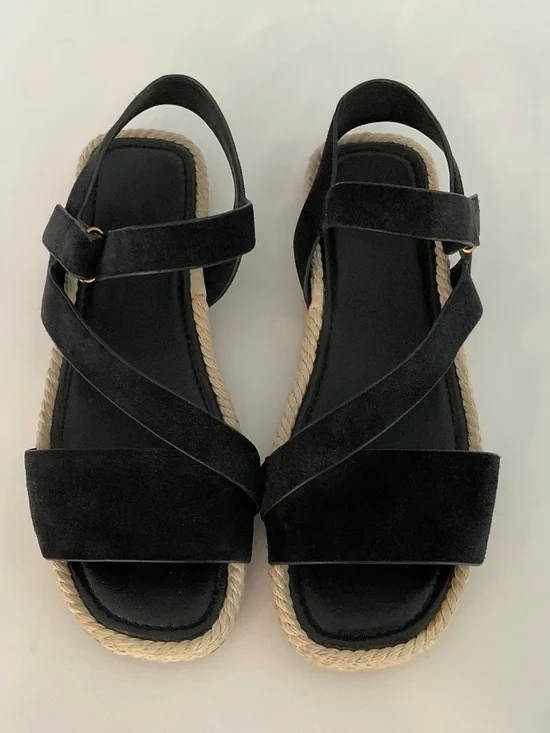 VINCE Eliana Women's Espadrille Strappy Sandals in Black Suede Size 9.5