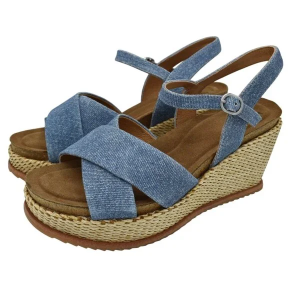 Sofft Womens Size 9 Diana Blue Chambray Denim‎ Espadrille Open Toe Sandals Shoes
