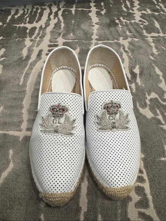 Christian Louboutin White Perforated women’s Slip-On Espadrilles
