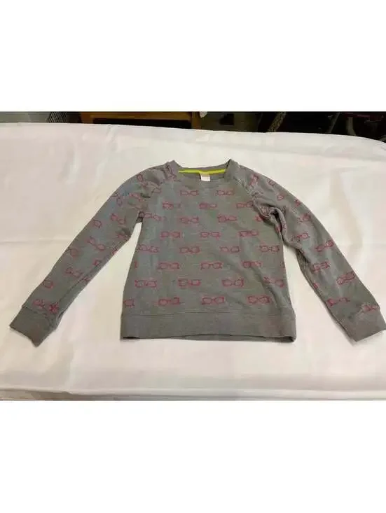 Gymboree Girls L 10-12 Gray Pink Eyeglasses Print Sweatshirt
