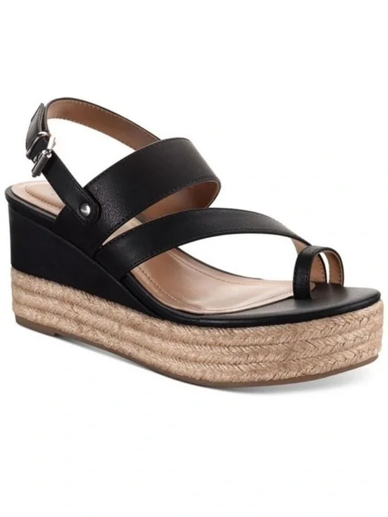 Black Espadrille Platform Slingback Sandal