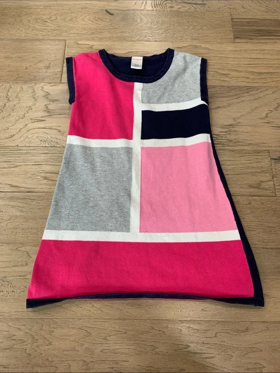 Gymboree Pink, Light Pink, Gray & Navy Colorblock Knit Dress Size 6