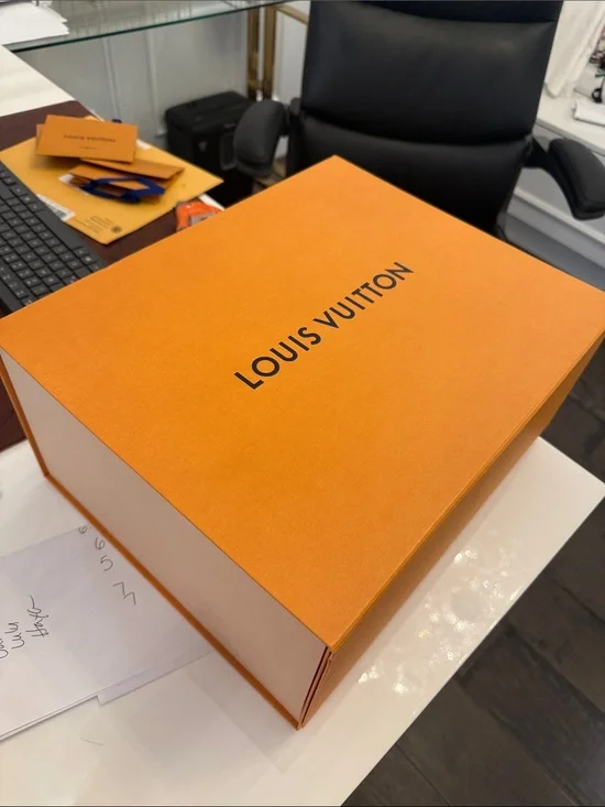 Authentic Louis Vuitton foldable Orange Storage Box with Black Logo