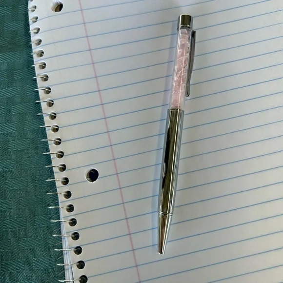Silver Metallic Rose Quartz Pen
