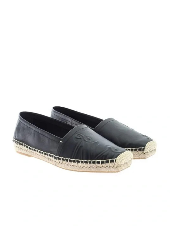 MaxMara Eli Black Italian Leather Women’s Ballet Flat Espadrilles Size 9