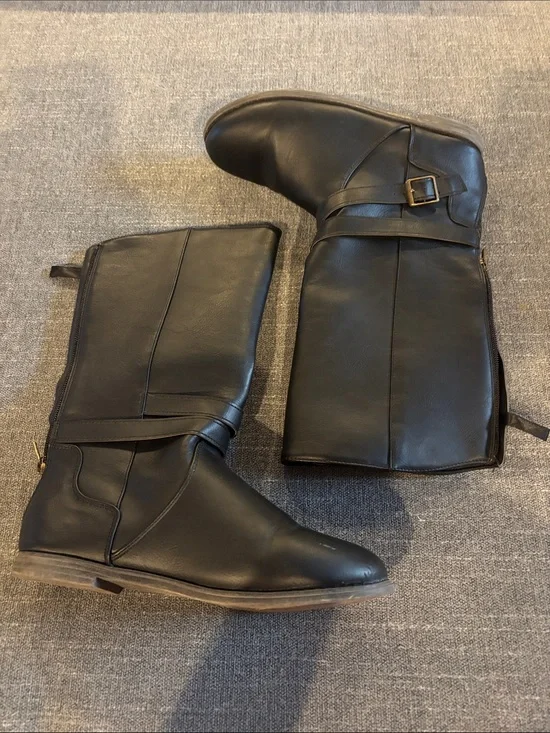 Women's Black Mid-Calf Buckle Boots
