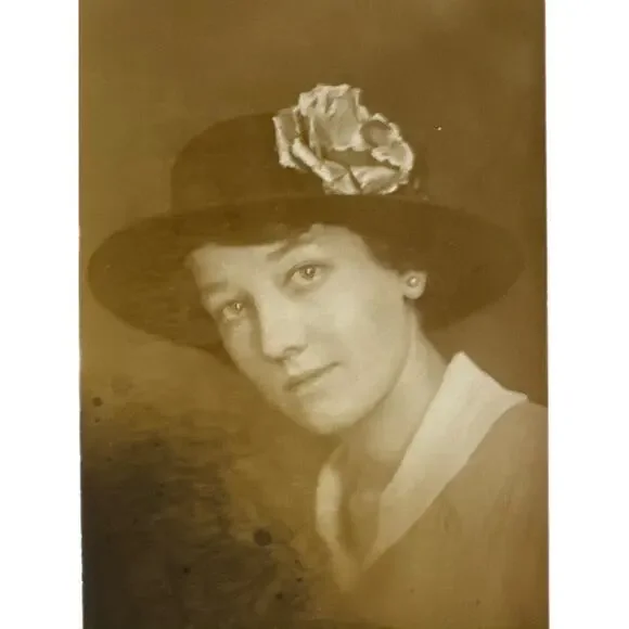 Antique RPPC Postcard Portraits Ephemera Woman Portrait Greeting Card Sepia Tone