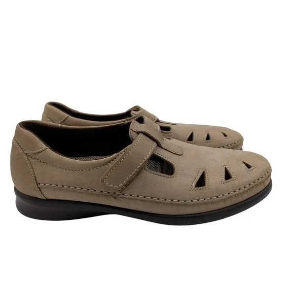 SAS Roamer Women 8 Taupe Leather Comfort Mary Jane Walking Shoes Made in USA