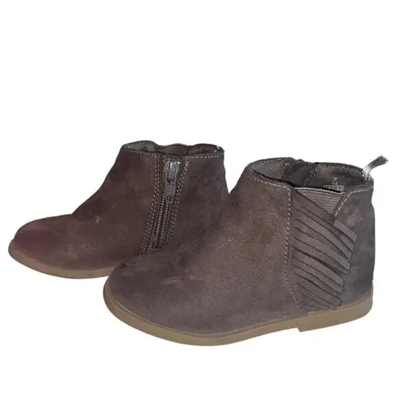 Old Navy Toddler Girls Size 7 Brown Ankle Boots With Fringe on Sides