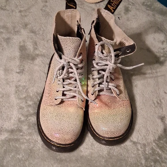 Dr. Martens Kids Iridescent Glitter Lace-Up Boots