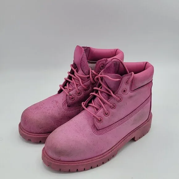 Timberland A148W Primaloft Pink Premium Leather Waterproof Boots Girls Size 2
