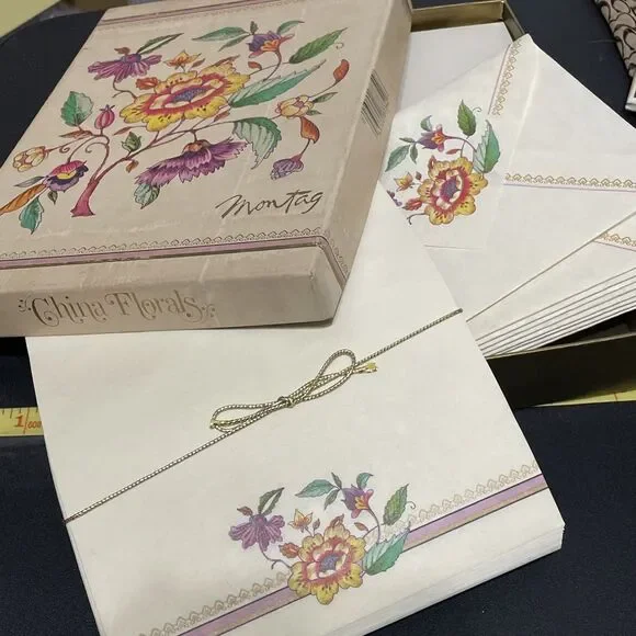 Vintage Stationery Set Mead Montag China Aster Florals Incomplete Flowers