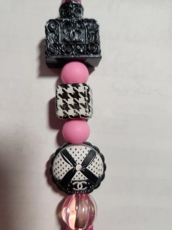 Pink and Black Fashion Beaded Pen.
