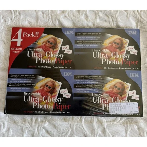 IBM Heavyweight Ultra-Glossy Photo Paper New 200 sheets  4 Packs 4