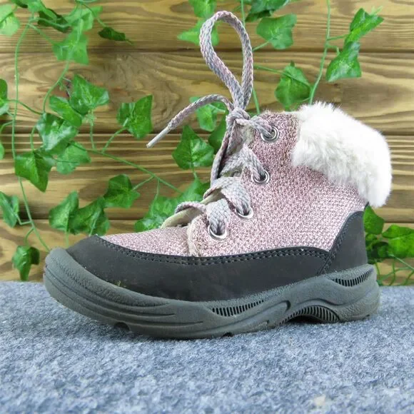OshKosh B'gosh Girls Snow Boot Shoes Pink Synthetic Lace‎ Up Size T 7 Medium