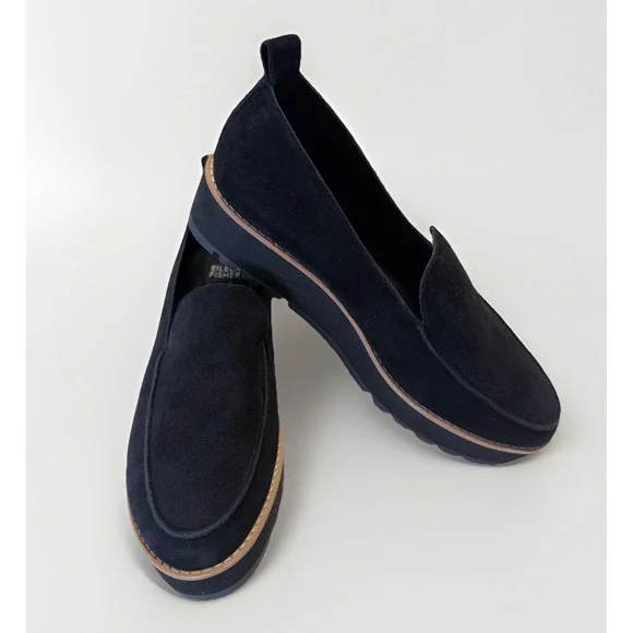 Eileen Fisher Ells Wedge‎ Lug-Sole Loafers Black Women's Size 8.5M NEW With Tag