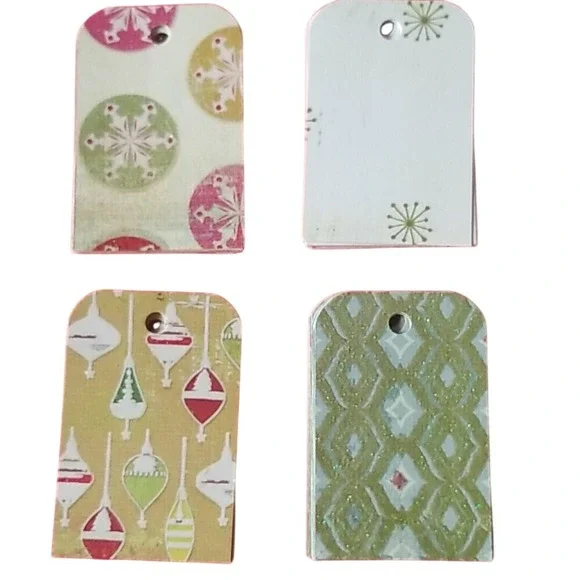 48 Hand Cut Blank Back Multicolored Christmas Card stock Tags