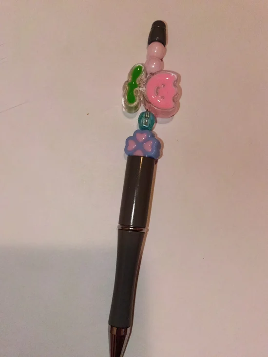 Cute Pink & Green Charm Pen for Kids - Decorative Beaded Pen