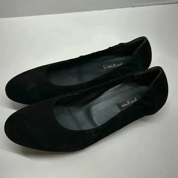 Paul Green Suede Scrunch Ballet Flats Slip On Designer Shoes Black UK 5.5 / US 8