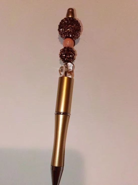 Gold-Tone BeadedAccent with Brown and Peach Beads