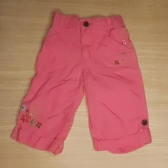 Osh Kosh B'gosh Toddler Girls Pink Embroidered Cropped Pants 2T