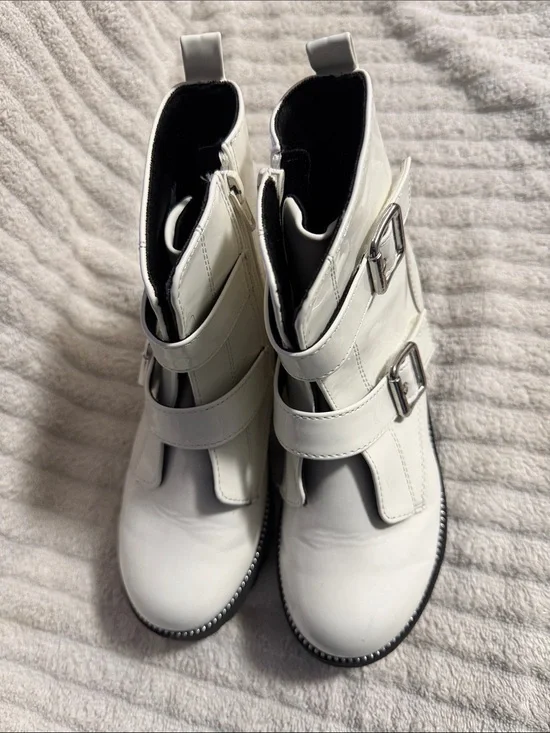 Sonoma White Double-Buckle Kids Ankle Boots